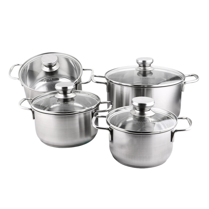 Nồi Inox 430 Fivestar Standard 3 Đáy Nắp Kính- Nồi Luộc Gà Cao Cấp Đủ Các Kích Thước- Dùng Được Các Loại Bếp- Hàng Chính Hãng