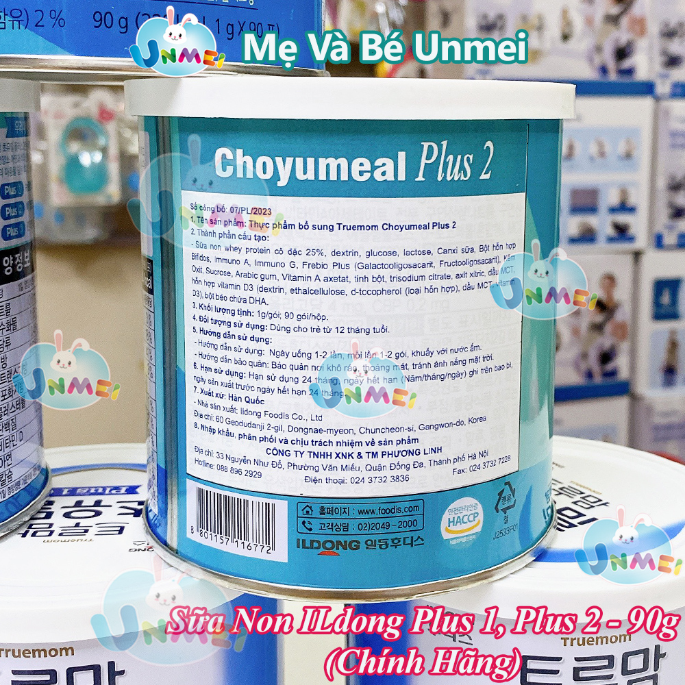 Sữa non ILDong Choyumeal Hàn Quốc Plus 1 và Plus 2 hộp 90gr giúp bé ăn ngon và cải thiện hệ tiêu hóa