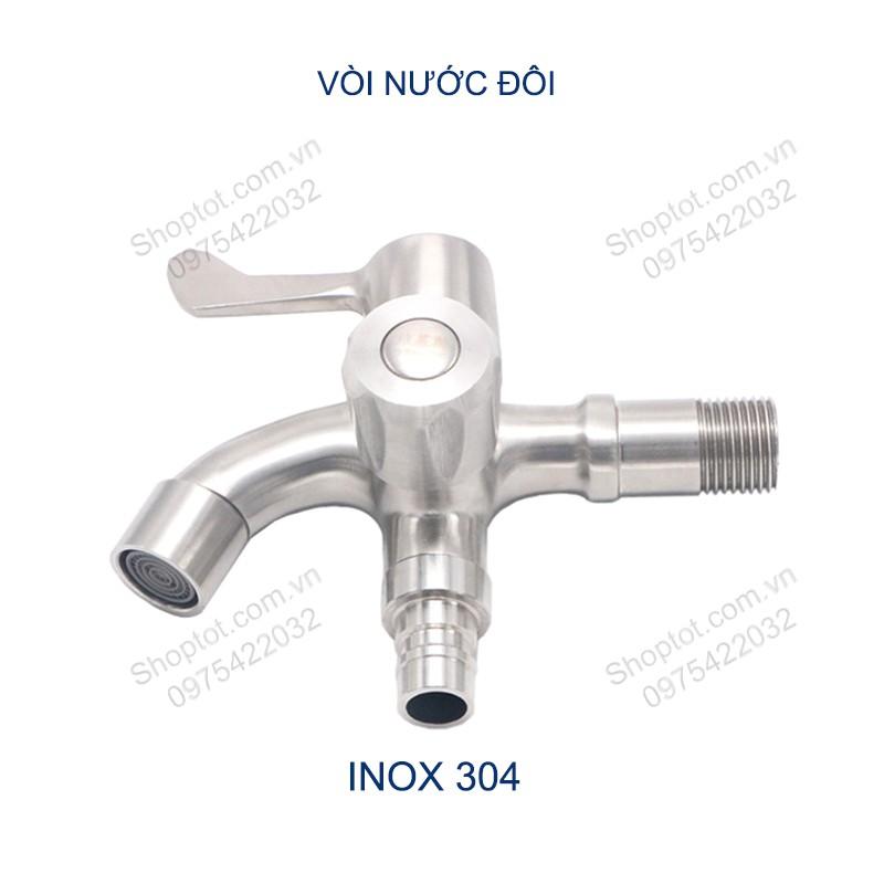 VÒI NƯỚC LẠNH ĐÔI GẮN TƯỜNG BẰNG INOX304 V5008 - CÓ ĐẦU CHO CẤP NƯỚC MÁY GIẶT