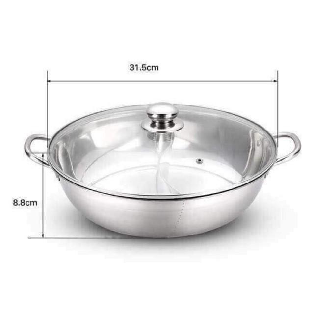 Nồi Lẩu Inox 2 Ngăn Hotpot 32 Cm - Hàng Loại 1