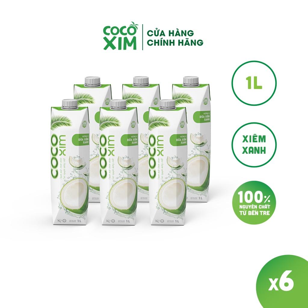 COMBO 6 Hộp Nước dừa đóng hộp Cocoxim Xanh dung tích 1000ml/Hộp