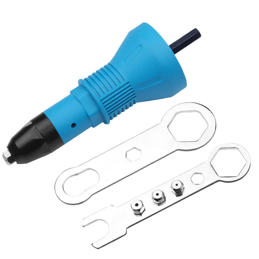 Rivet Gun Adaptor for Cordless Drill Electric Nut Riveting Riveter Tool-Blue