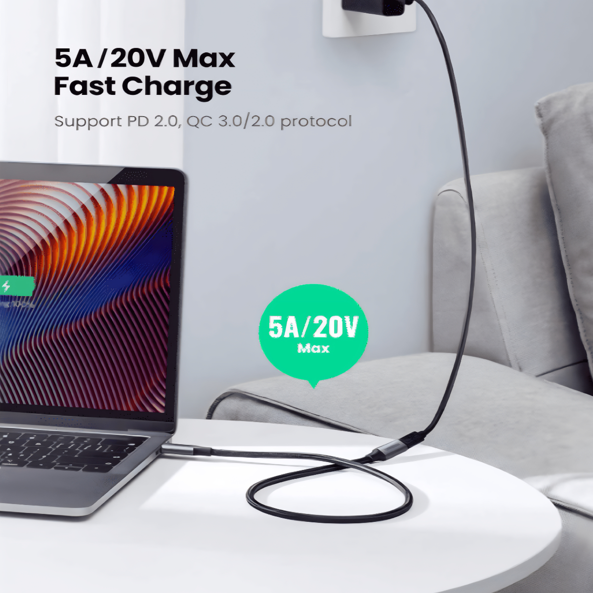 Cáp sạc nhanh nối dài Type-C 100w Choetech XCC-1039 hỗ trợ truyền tải dữ liệu 4K@60Hz (Hàng chính hãng)