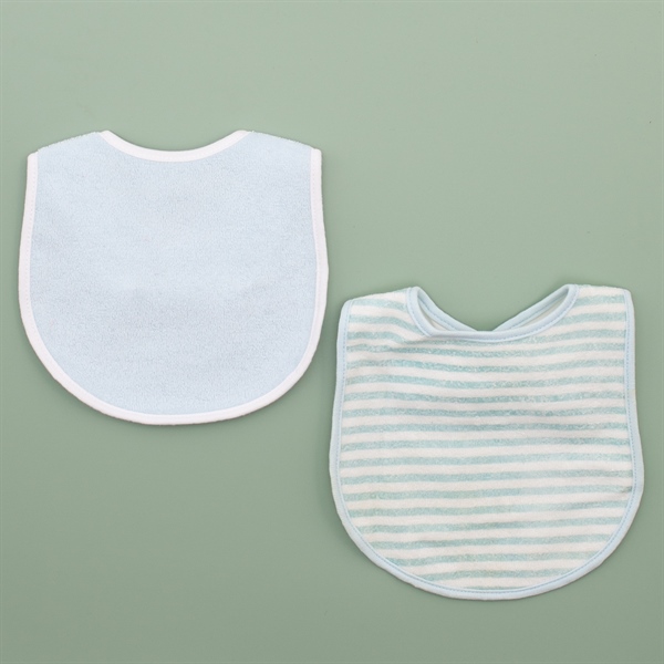 Set 2 yếm xanh trơn và kẻ ngang cho bé