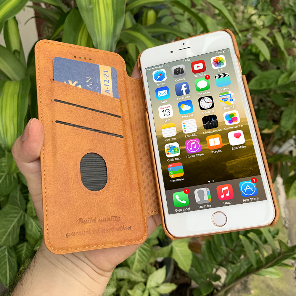 Bao da cao cấp dành cho iPhone 7 Plus / iPhone 8 Plus - Màu vàng