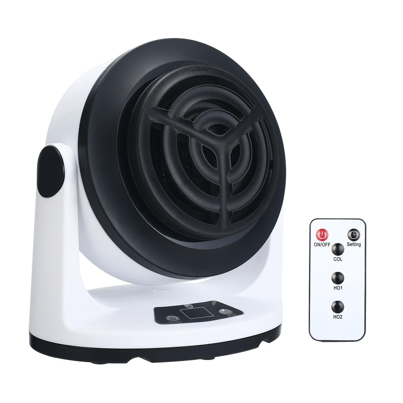 Quạt sưởi điện mini 1000W với bộ hẹn giờ điều khiển từ xa có 3 chế độ xoay 360 độ