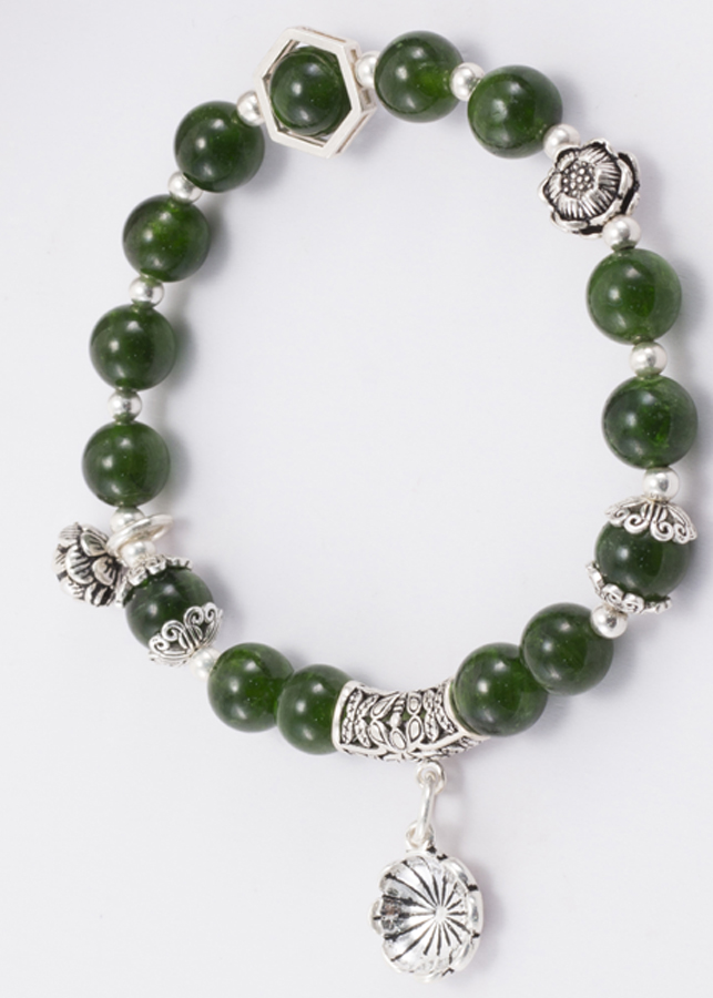 Vòng Diopside Aaa Phối Charm Bạc Ngọc Quý Gemstones