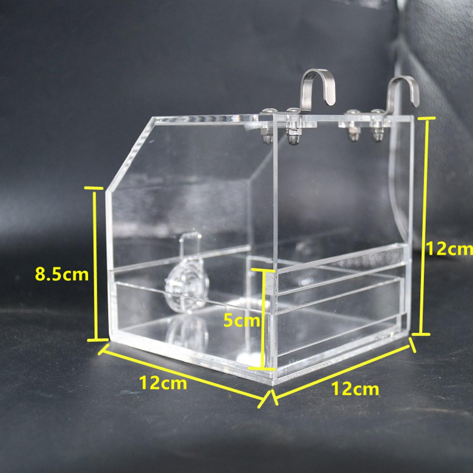 Clear Bird Cage Feeder Acrylic Hanging Pet Feeder Food Dish Feeding Box