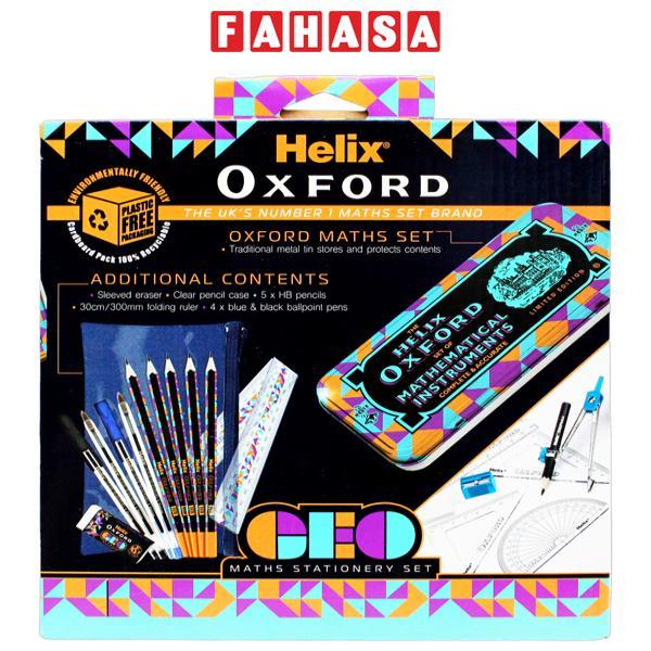 Bộ Dụng Cụ Học Sinh Lớn Oxford Geo Maths Stationery Set - Helix 981842 - Màu Cam