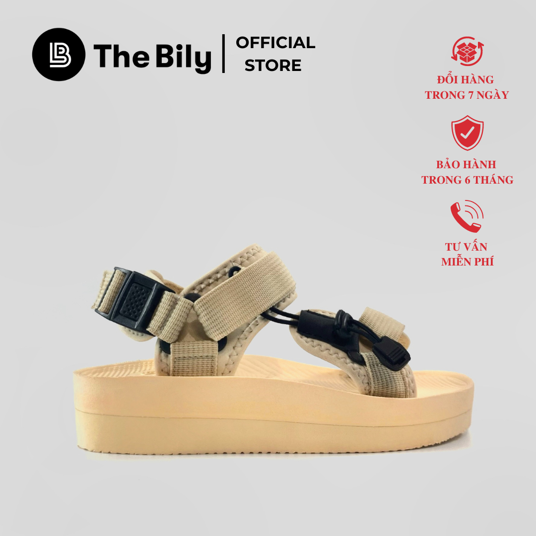 Giày Sandal Nữ The Bily 01W Quai Chéo Dây Rút - Màu Kem BL01W