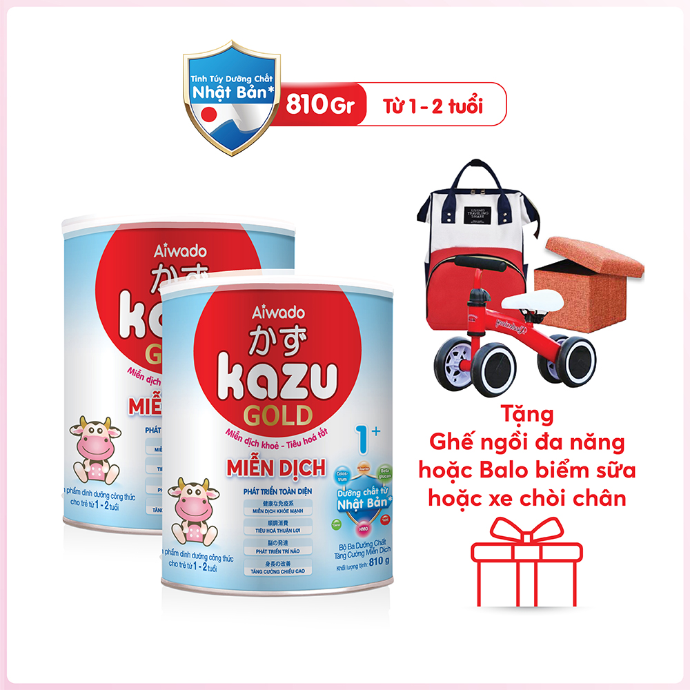 Bộ 2 sản phẩm sữa bột KAZU MIỄN DỊCH GOLD 810g 1+