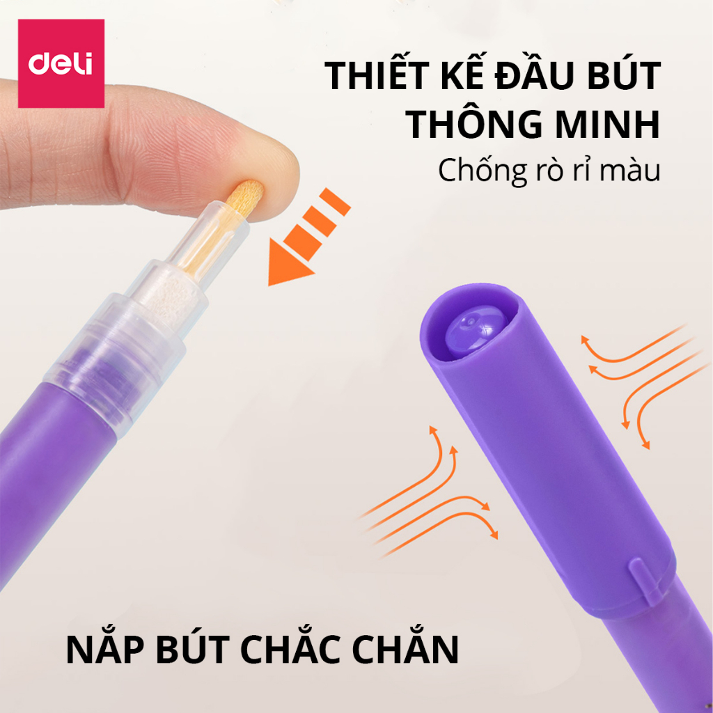 Bút Sơn Acrylic Marker Chống Nước Deli - Kèm túi vải - 24/36/48/60 Màu Vẽ Trên Mọi Chất Liệu Tô Màu DIY Giày Vải Chai Lọ