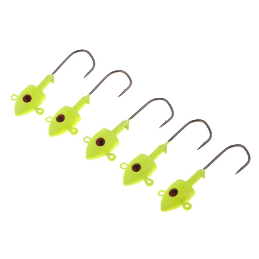 5 Pieces Super Sharp Fishing Hooks Jig Head Freshwater & Saltwater Fishing Baits Lures Flies Jigs