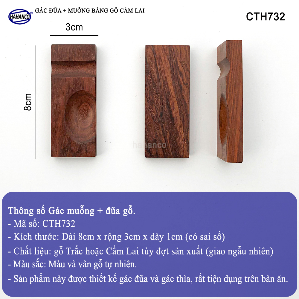 Gác Đũa Thìa Gỗ Trắc /Cẩm 2 Trong 1 Tiện Dụng - Decor Bàn Ăn - CTH732