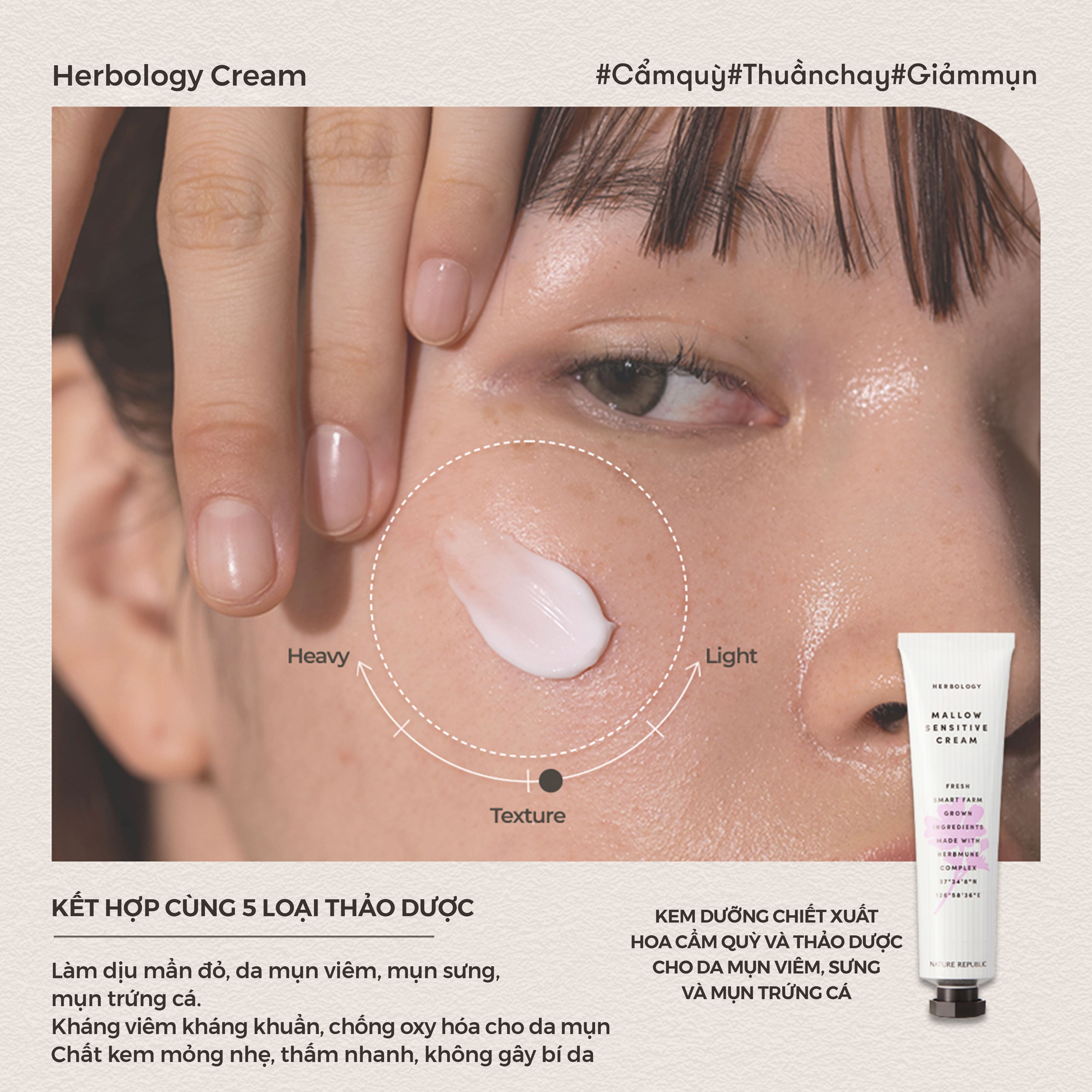 Kem dưỡng Nature Republic Herbology Mallow Sensitive Cream 70ml