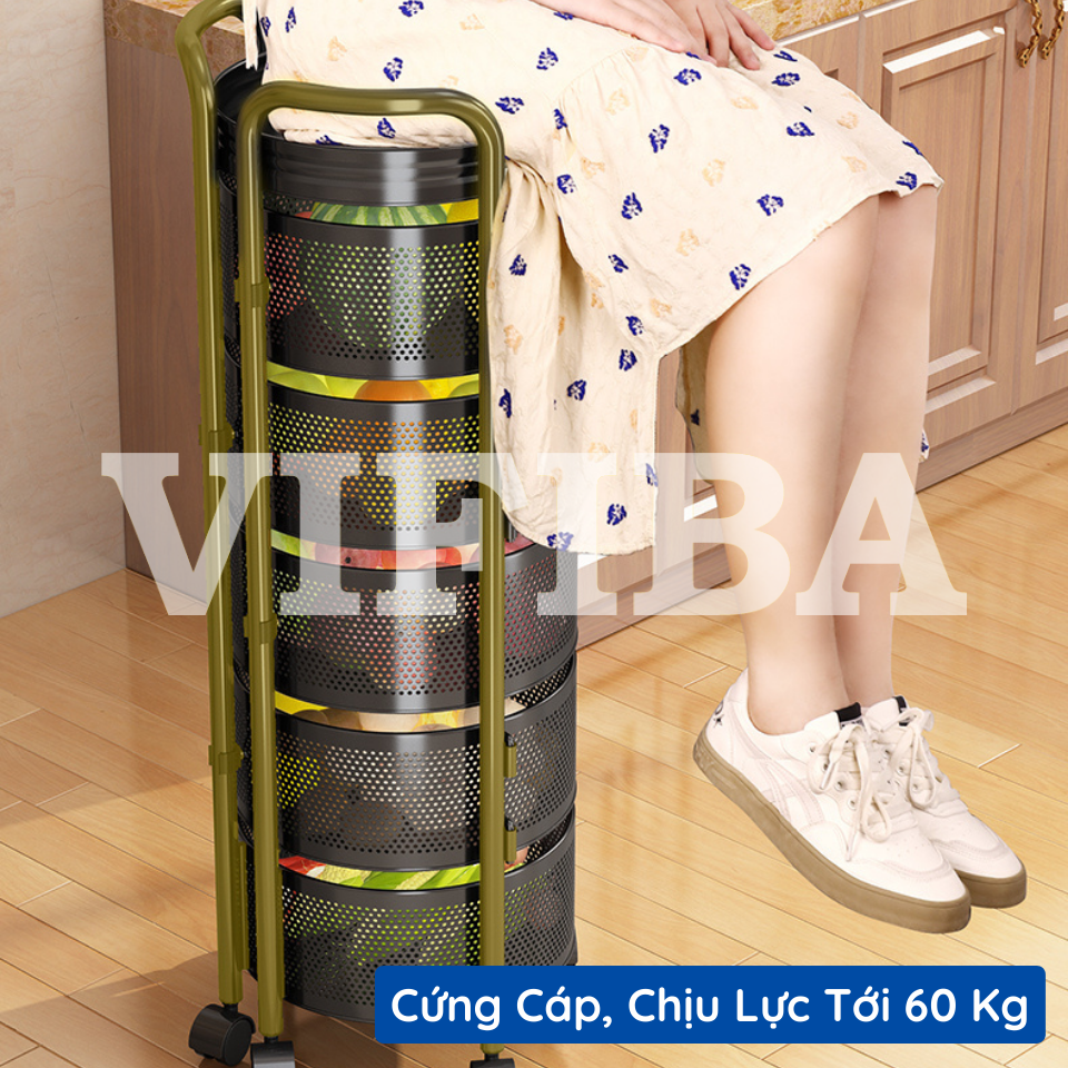 Kệ Tròn Xoay Nhà Bếp Đa Năng Đựng Rau Củ VIFIBA Hàng Chính Hãng Thép Carbon Không Gỉ Xoay 360°