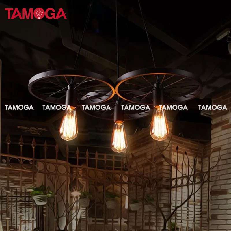 Đèn thả trần bánh xe bộ 3 TAMOGA WAKIXI 7089/3 + Kèm bóng Edison