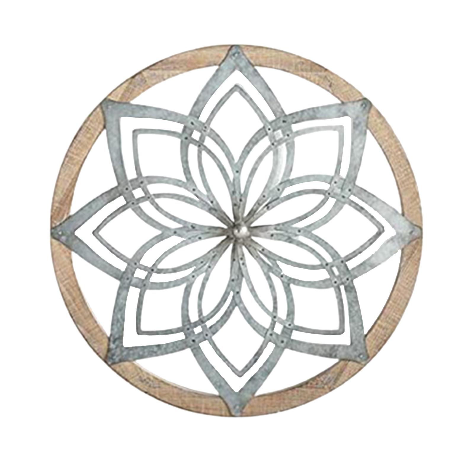Round Wall Art - Metal Decorative Wall Medallions, Creative Home Art Wall Sculpture Decor, Metal Wooden Crafts Decor Gift for Home Living Room Porch