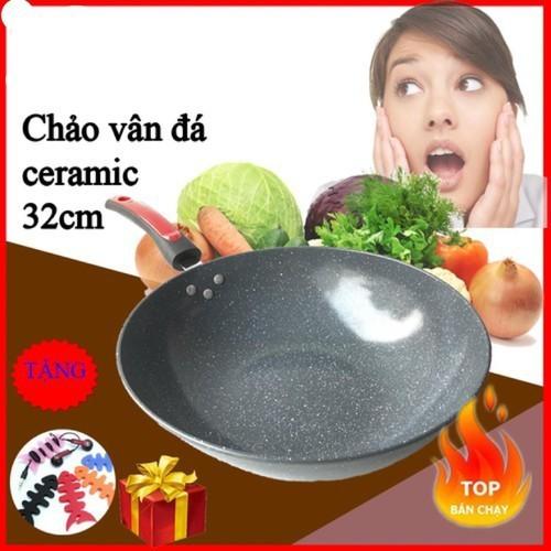 Chảo đá chống dính dùng được cho các loại bếp sâu lòng 32cm