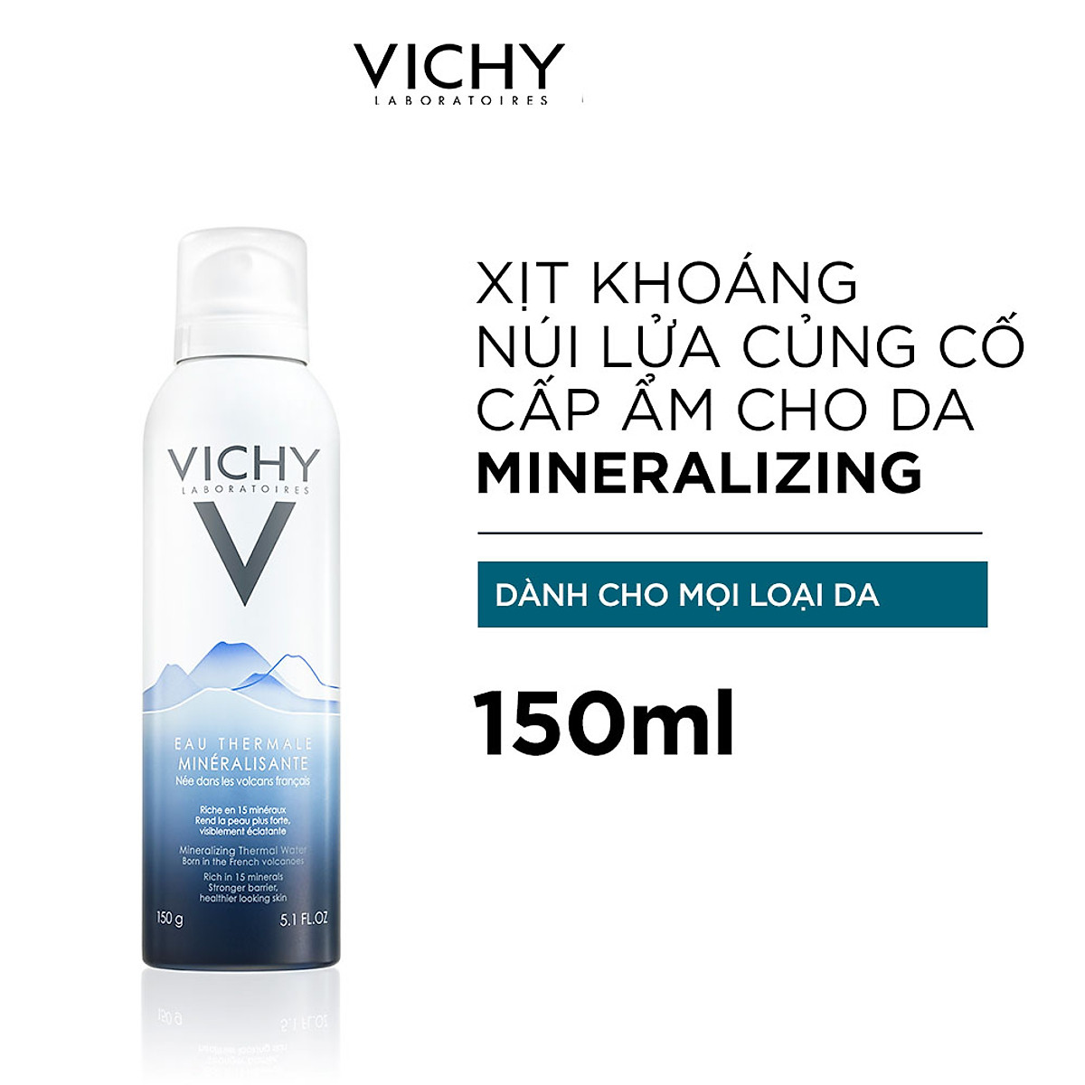 Nước Xịt Khoáng Dưỡng Da VICHY Mineralizing Thermal Water (150ml) - TẶNG MÓC KHÓA