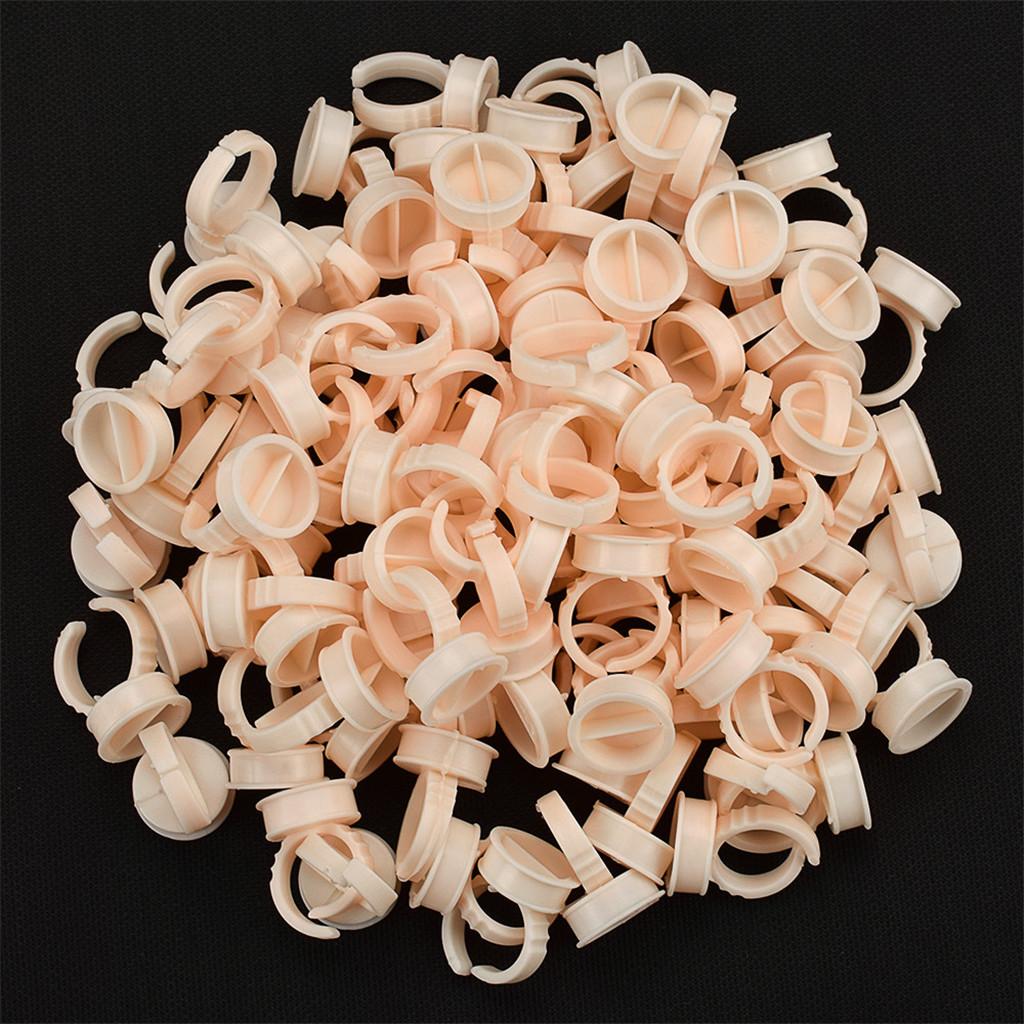 100PCS Silicone Pigment Rings Tattoo Ink Cups Makeup Ring Glue Holder Soft L
