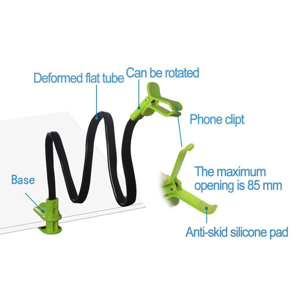 Adjustable 360 Bed Desk Stand Holder Mount for Tablet Phone within 6" Black