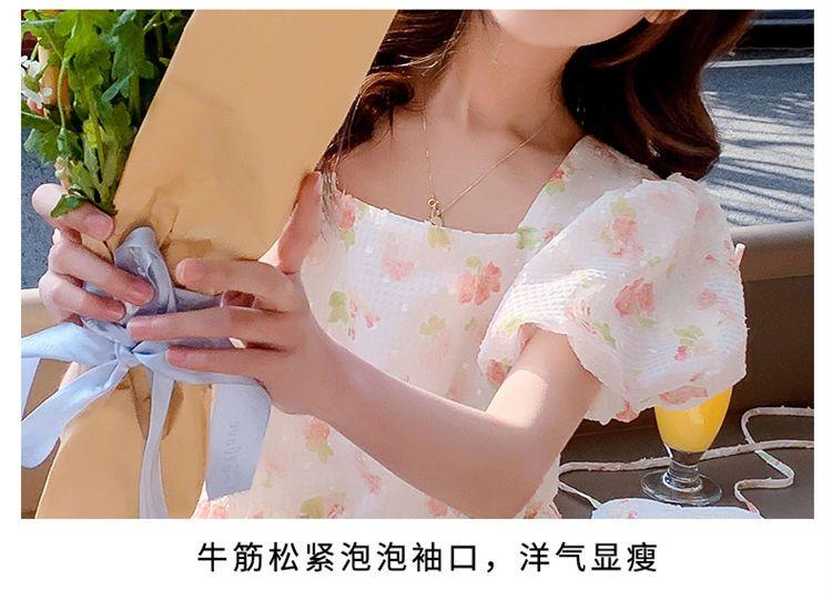 CHENGRUI Cô gái mảnh hoa đầm mùa hè váy 2022 tây cô gái bong bóng tay áo nàng tiên váy váy công chúa trẻ em