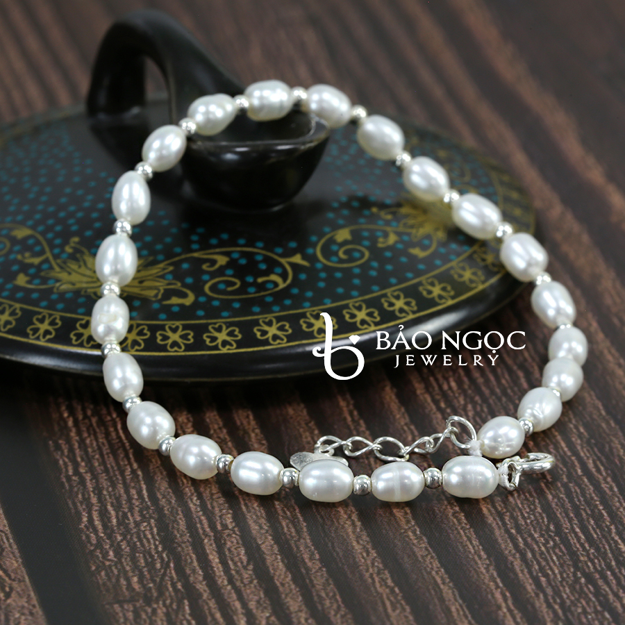 Vòng Tay Ngọc Trai Mix Charm Bi Trơn, Vòng Ngọc Trai Hạt Nhỏ 4-5ly -Bảo Ngọc Jewelry [Hàng Thiết Kế