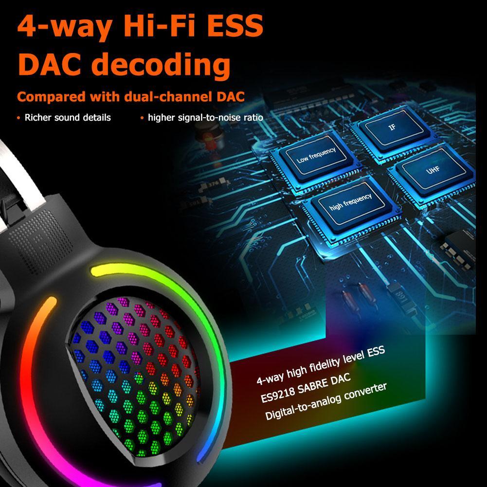 M12 USB Rỗng Đèn Nền RGB Gaming ANC Nặng Bass Âm Thanh Vòm 7.1 Máy Tính Máy Tính Game Thủ Tai Nghe Có Micro