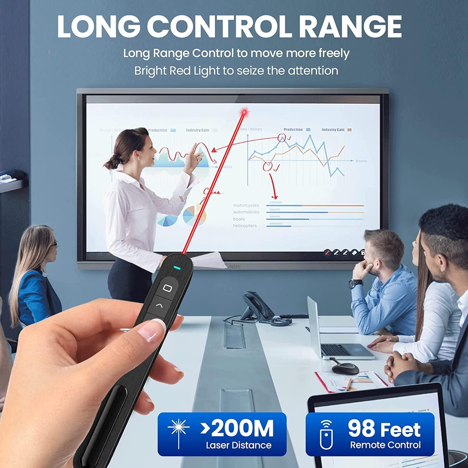 Trình bày không dây có thể sạc lại Trình bày 2.4GH Con trỏ Laser đỏ từ xa