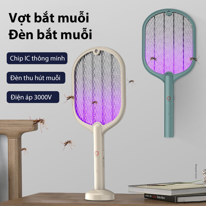 Vợt muỗi cao cấp kiêm đèn bắt muỗi tự động 2 trong 1 đa năng tích điện thông minh - VBM01