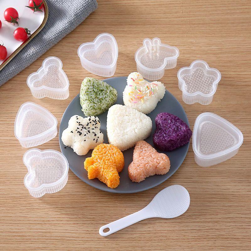 Combo 7 Khuôn Cơm Nắm Bento KÈM THÌA Nhiều Hình Xinh Xắn – Khuôn Cơm Nhựa Trong Suốt An Toàn Sức Khỏe