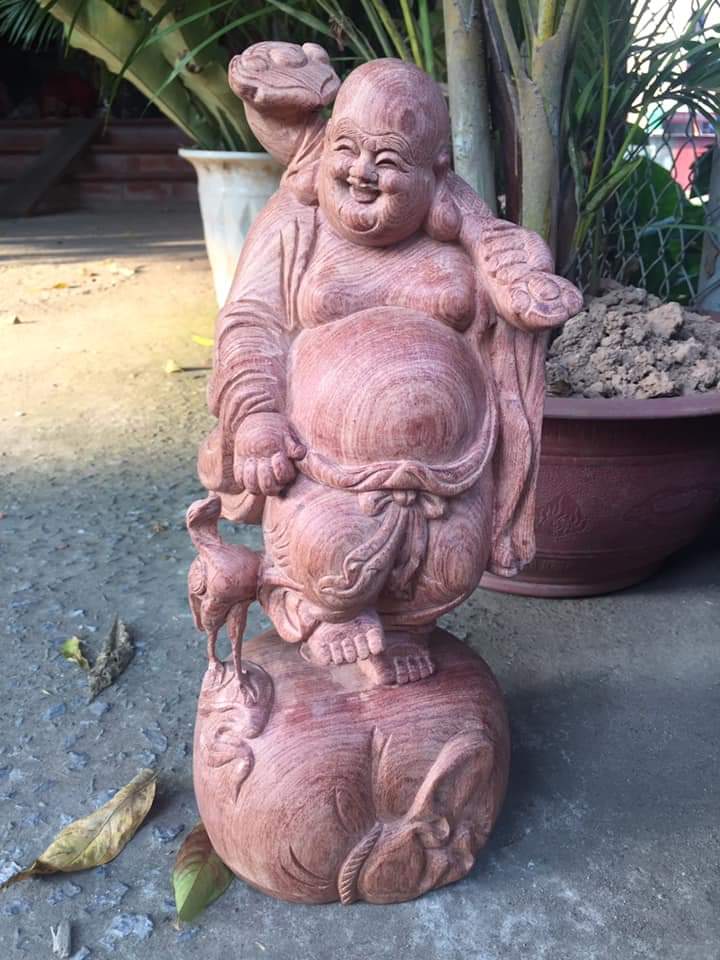 Tượng Phật Di Lặc Gỗ Hương Đá Đứng Bị Tiền
