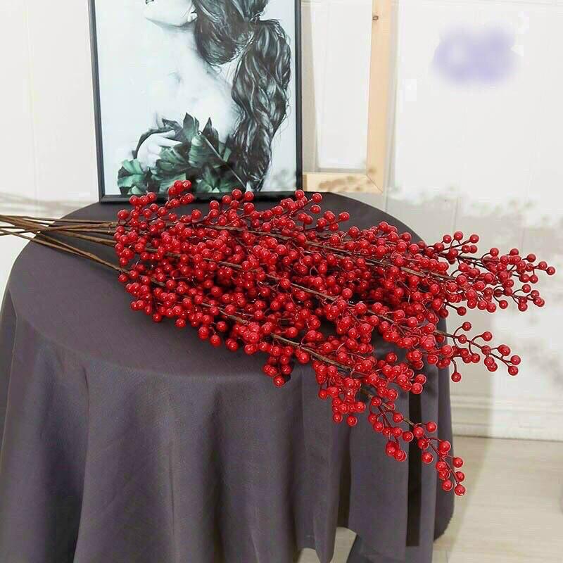 CÀNH LÁ TÁO VÀNG VÀ LÁ KHUYNH DIỆP GIẢ CẮM ĐÀO ĐÔNG DECOR TRANG TRÍ NGÀY TẾT
