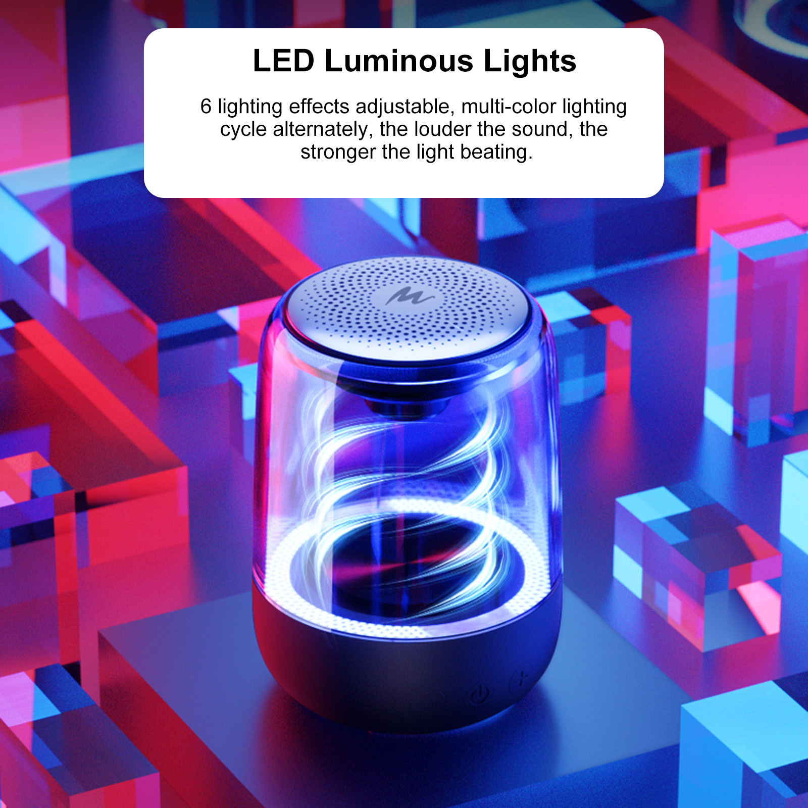 Loa Kết Nối TWS Thẻ TF C7 Mini Không Dây Bluetooth 5.0 Với Đèn LED Trong Suốt