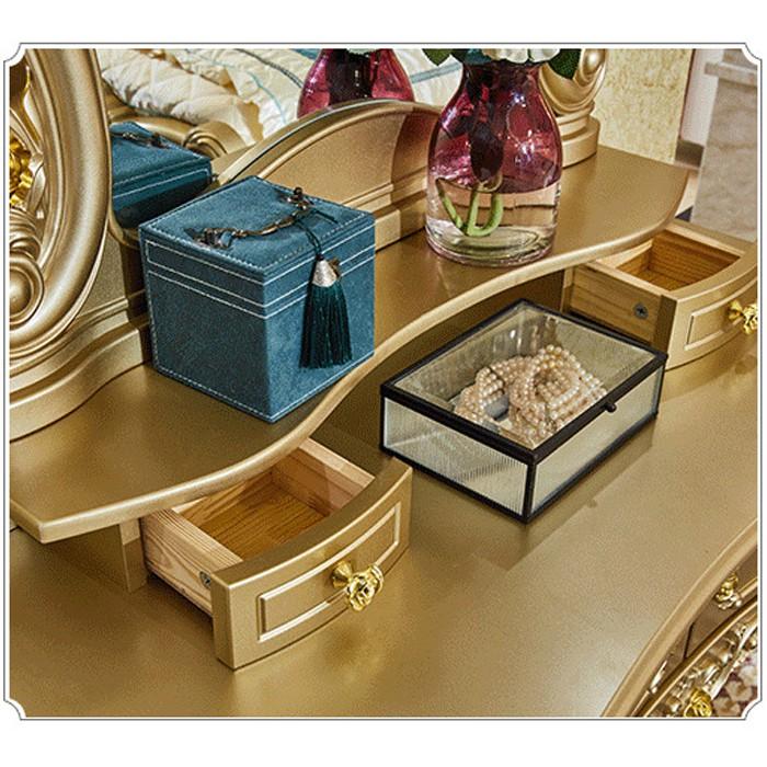 LUXURY Bàn phấn tân cổ điển ánh vàng cao cấp 3 ngăn kéo 1m2 LUX-BAP17