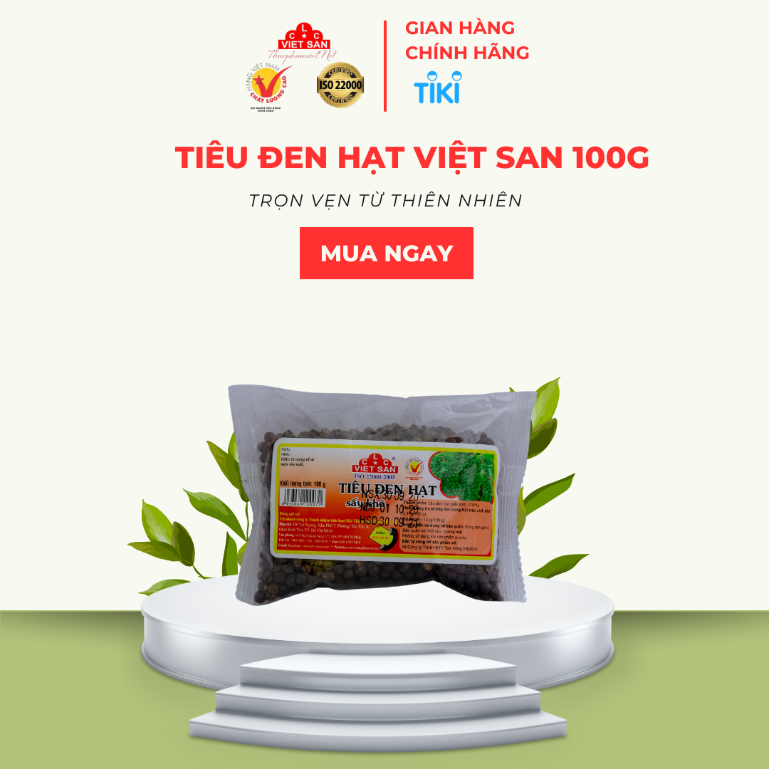 Tiêu Đen Hạt Việt San (Gói 100g)