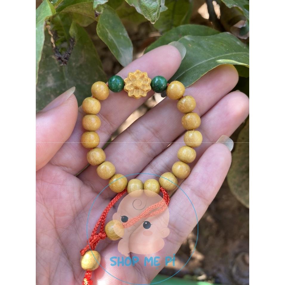 Vòng dâu tằm thật đính đá phong thuỷ mix hoa sen