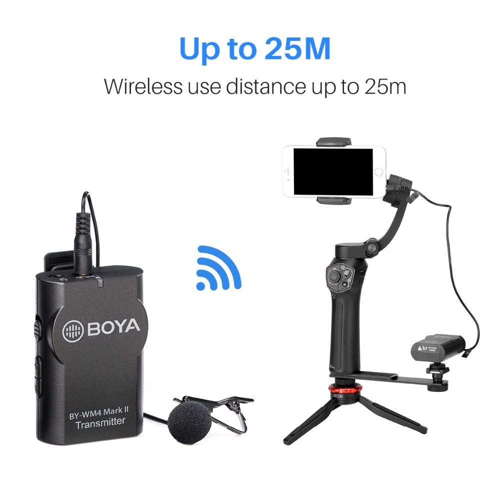 Boya BY-WM4 Mark II - Micro không dây cho điện thoại, máy ảnh - Hàng Chính Hãng