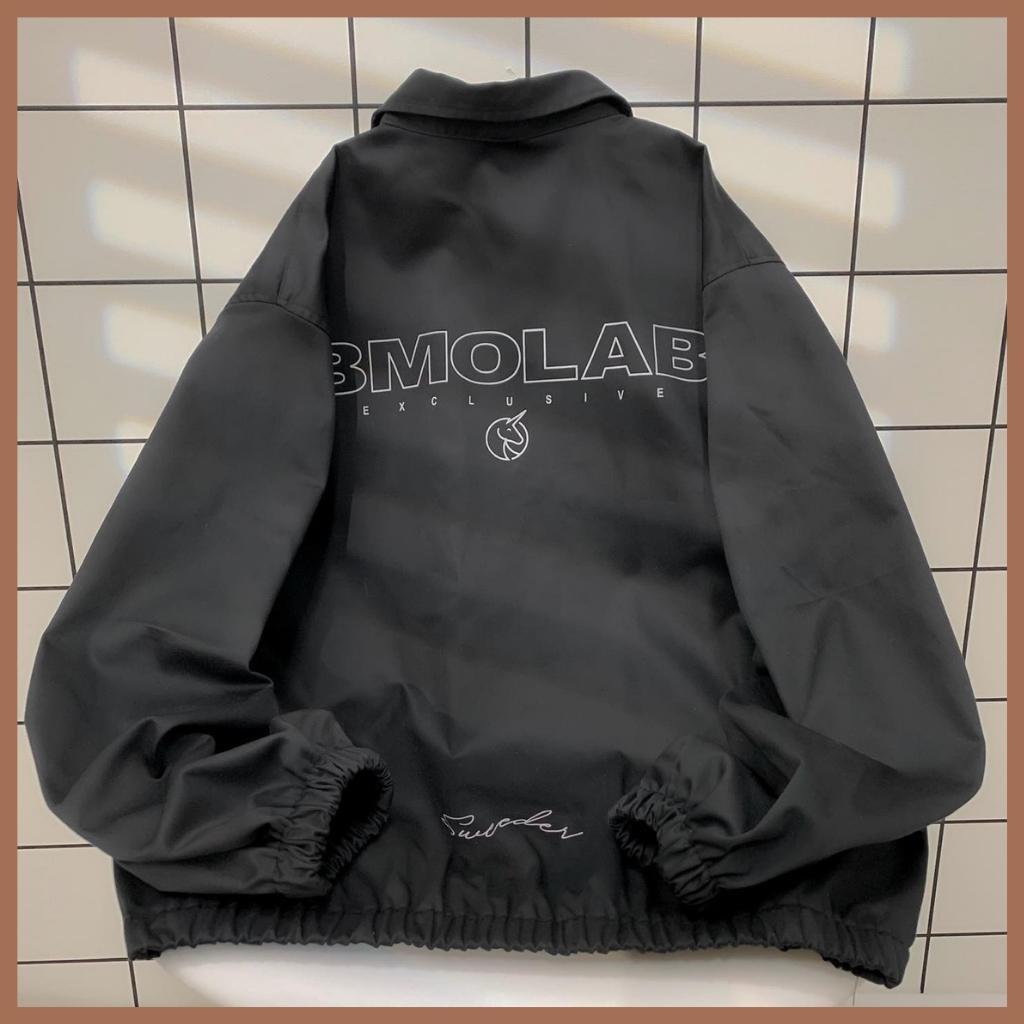 Áo Khoác Jacket Form Rộng BMO Phong Cách Ulzzang vải kaki mèm mịn, Form Rộng Unisex Phong Cách Ulzzang Áo bomber bóng chày nam nữ phối viền tay áo