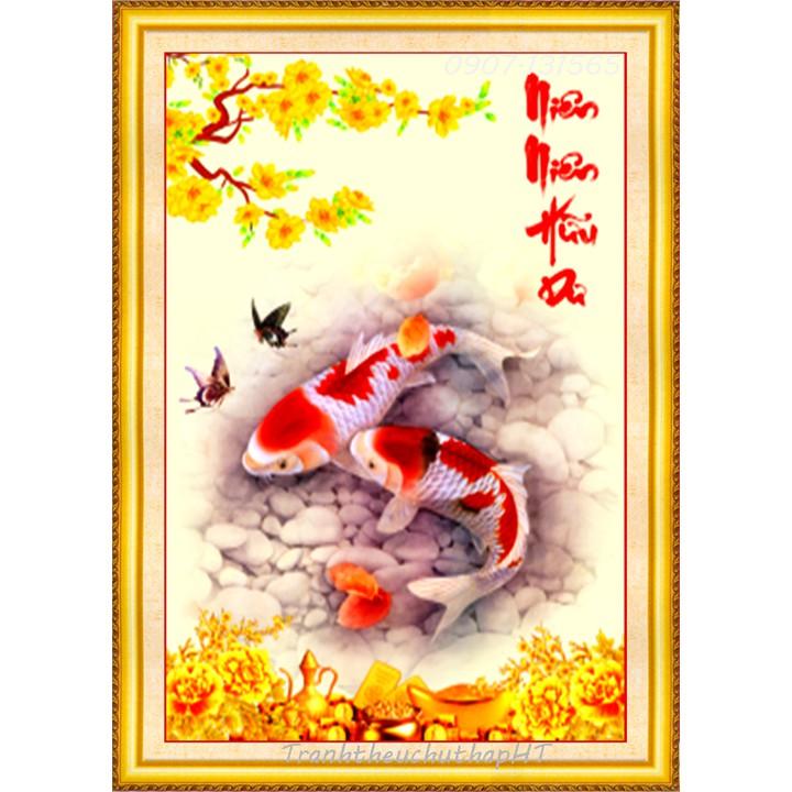 Tranh đính đá Niên niên hữu dư LV451 - tự đính