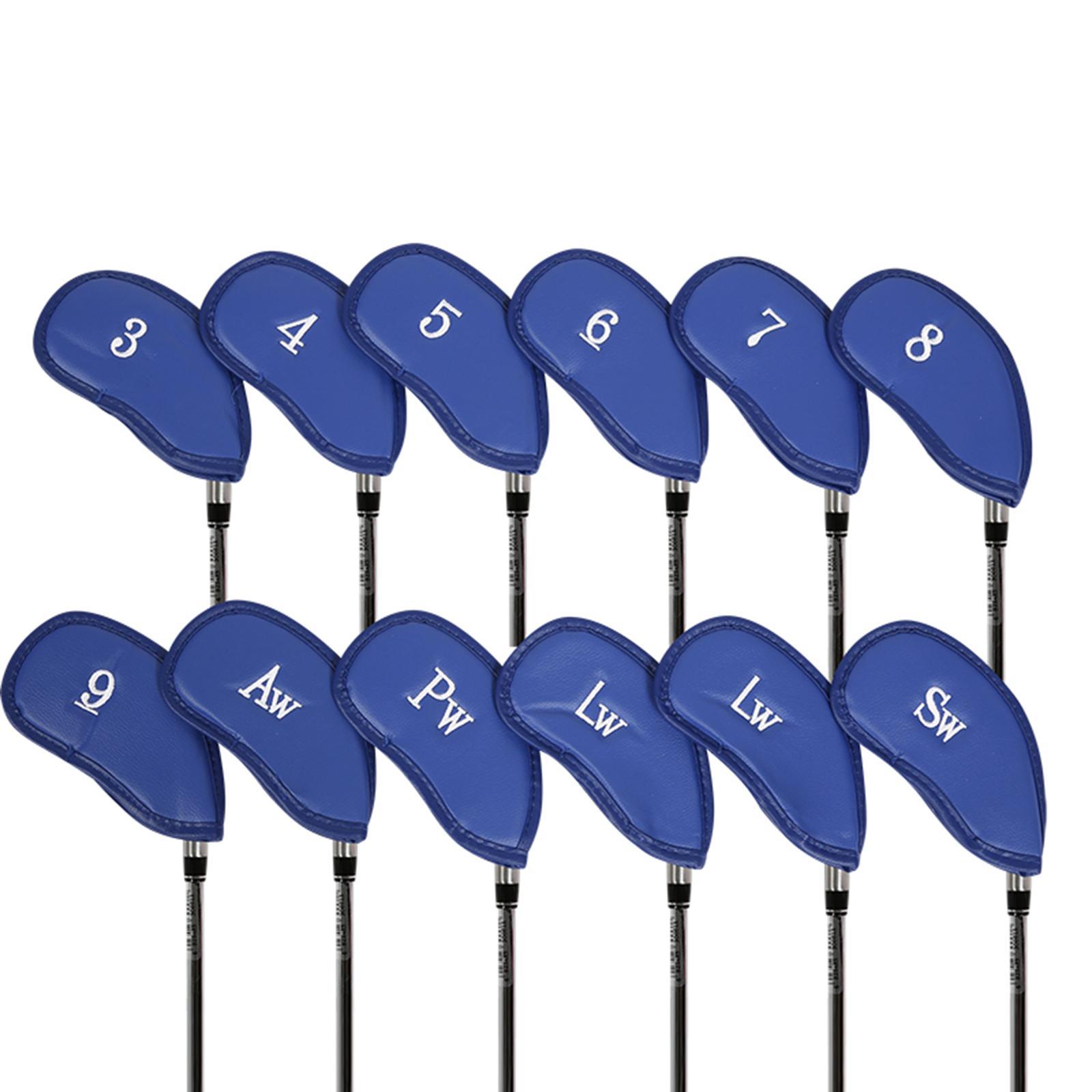 12x Golf Iron Head Covers Set Head Protector Golf Clubs Case PU Golf Club Headcover Golf Wedges Headcovers for Unisex Golf Training Supplies