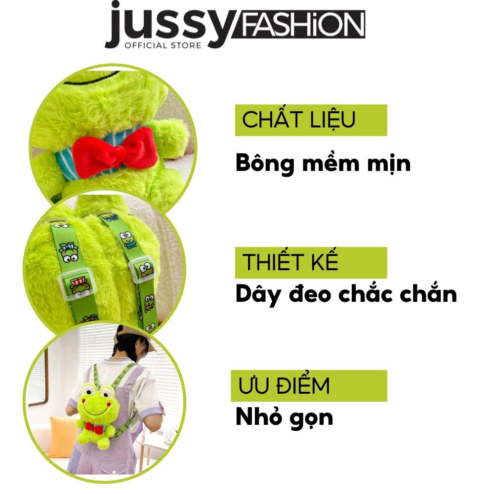 Balo Ếch Xanh Dễ Thương Jussy Fashion Túi Đeo Vai Mini Chất Lông Mịn Màu Xanh Dễ Thương, Ngộ Nghĩnh