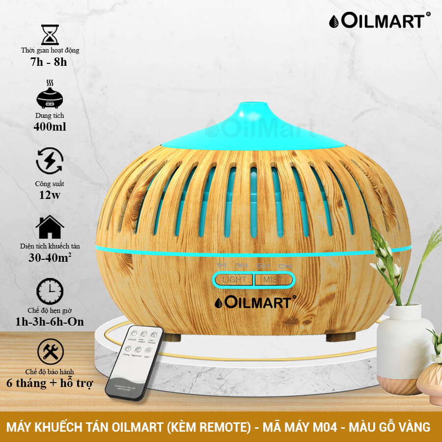 Máy Khuếch Tán Tinh Dầu Oilmart Bí Khoét - 12W 400ml (Kèm Điều Khiển)