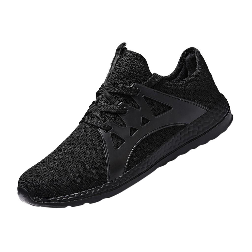 Men's Lightweight Breathable Black Mesh Street Sport Walking Shoes Casual Sneakers