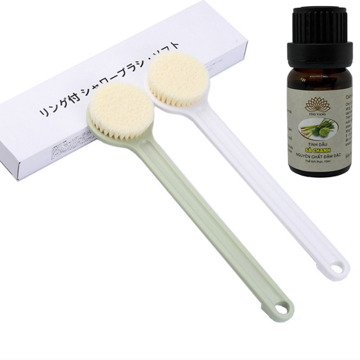 Cây bàn chải cọ lưng, massage, nhập khẩu Nhật Bản loại xịn - tặng lọ tinh dầu ong vàng giúp thư giãn như trong hình