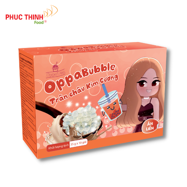 Trân Châu Kim Cương Oppa Bubble Hộp 350g Topping Giòn Dai Nguyên Liệu Trà Sữa