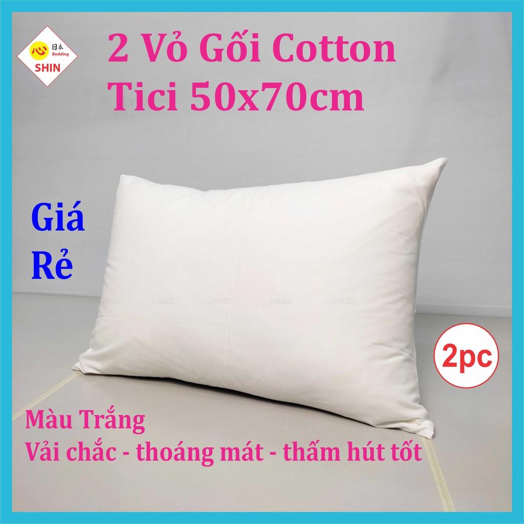 Cặp vỏ gối ngủ cotton tici 50x70cm giá siêu rẻ cho 2 áo gối nhiều màu đẹp