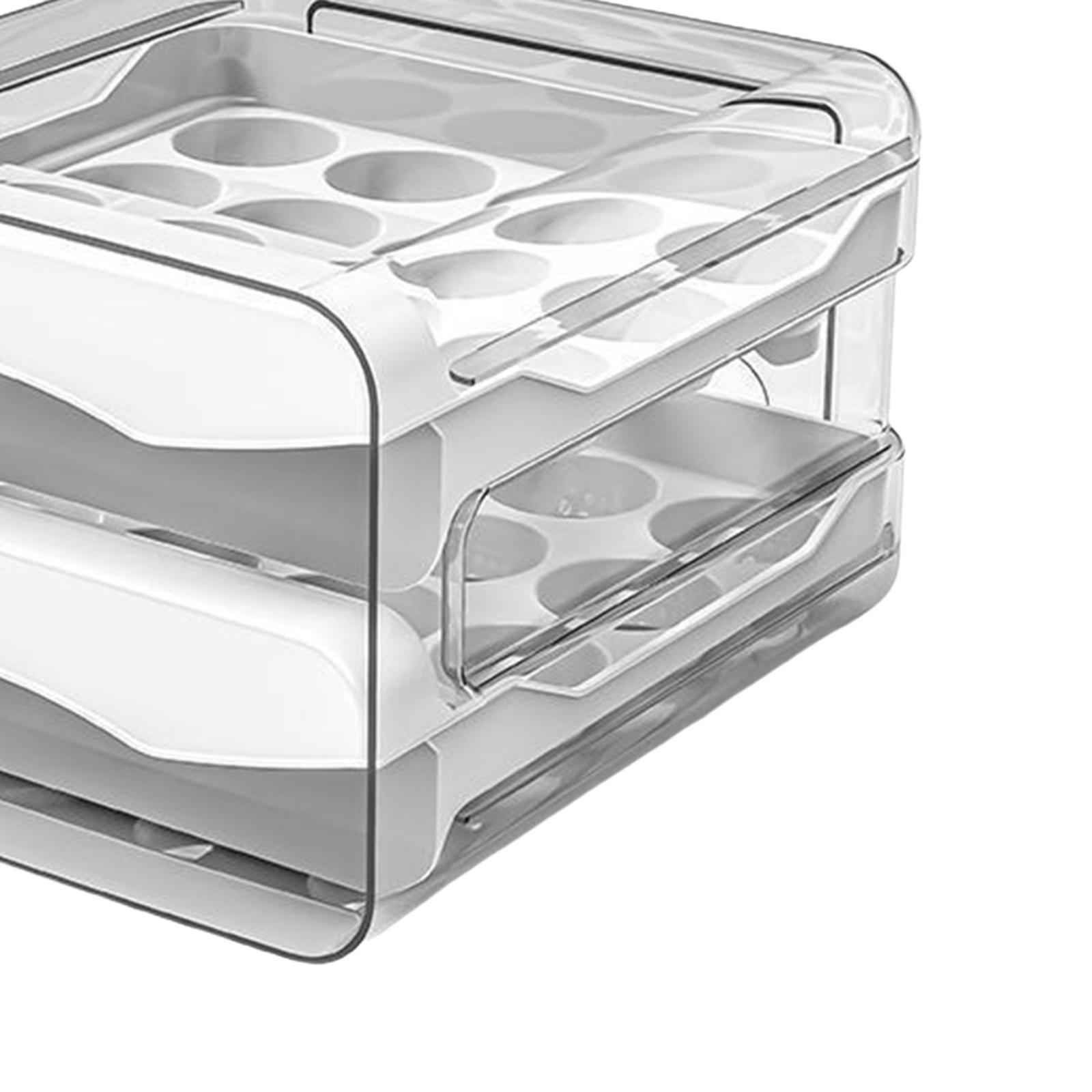 Egg Holder for Fridge Egg Fresh Storage Box Space Saving Large Capacity 2 Layers Egg Tray Egg Storage Container for for Kitchen Refrigerator