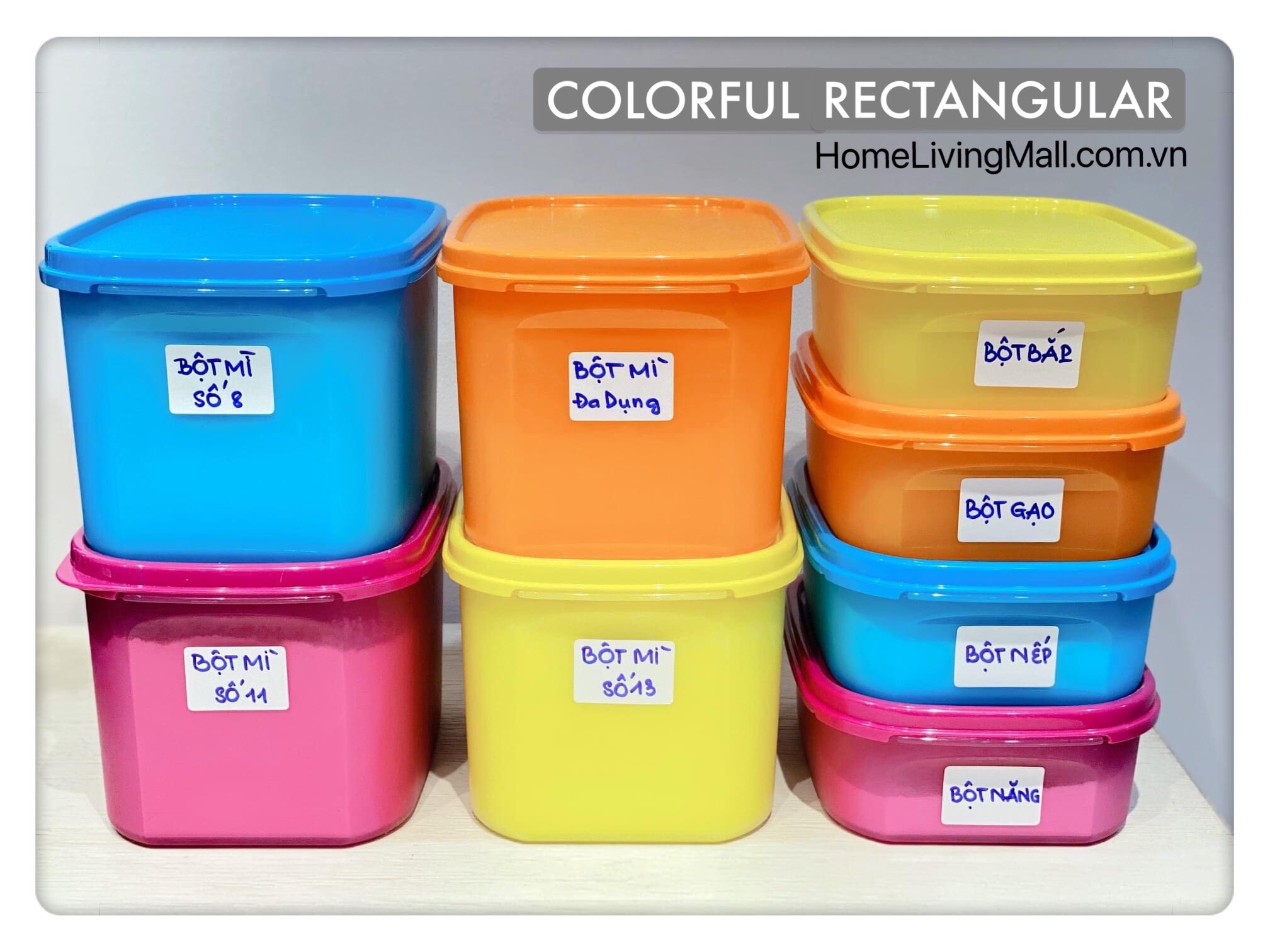 Bộ Trữ Khô & Mát Tupperware Colorful Rectangular (8)